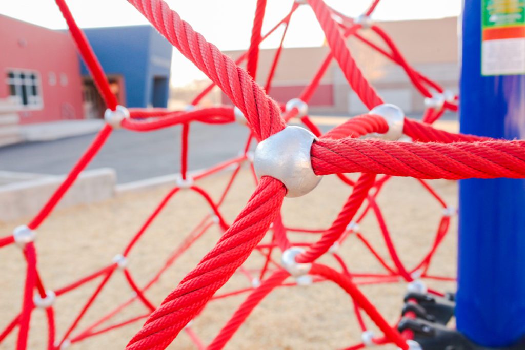 Close view of a playground rope climbing structure from the Ascend Rope Climbers product line.